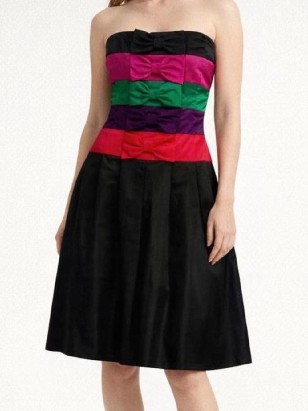 Vintage Albert Nippon Black Silk Satin Strapless Dress Size Small